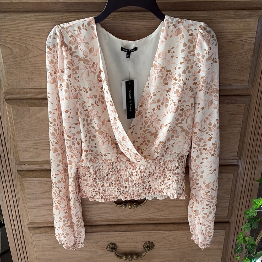 Violets & Roses Floral V-Neck Blouse